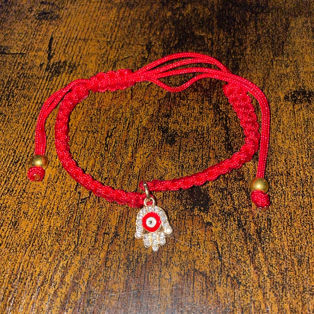 Mindful Souls Braided Red Prayer Adjustable Bracelet Hand Of Fatima Evil Eye